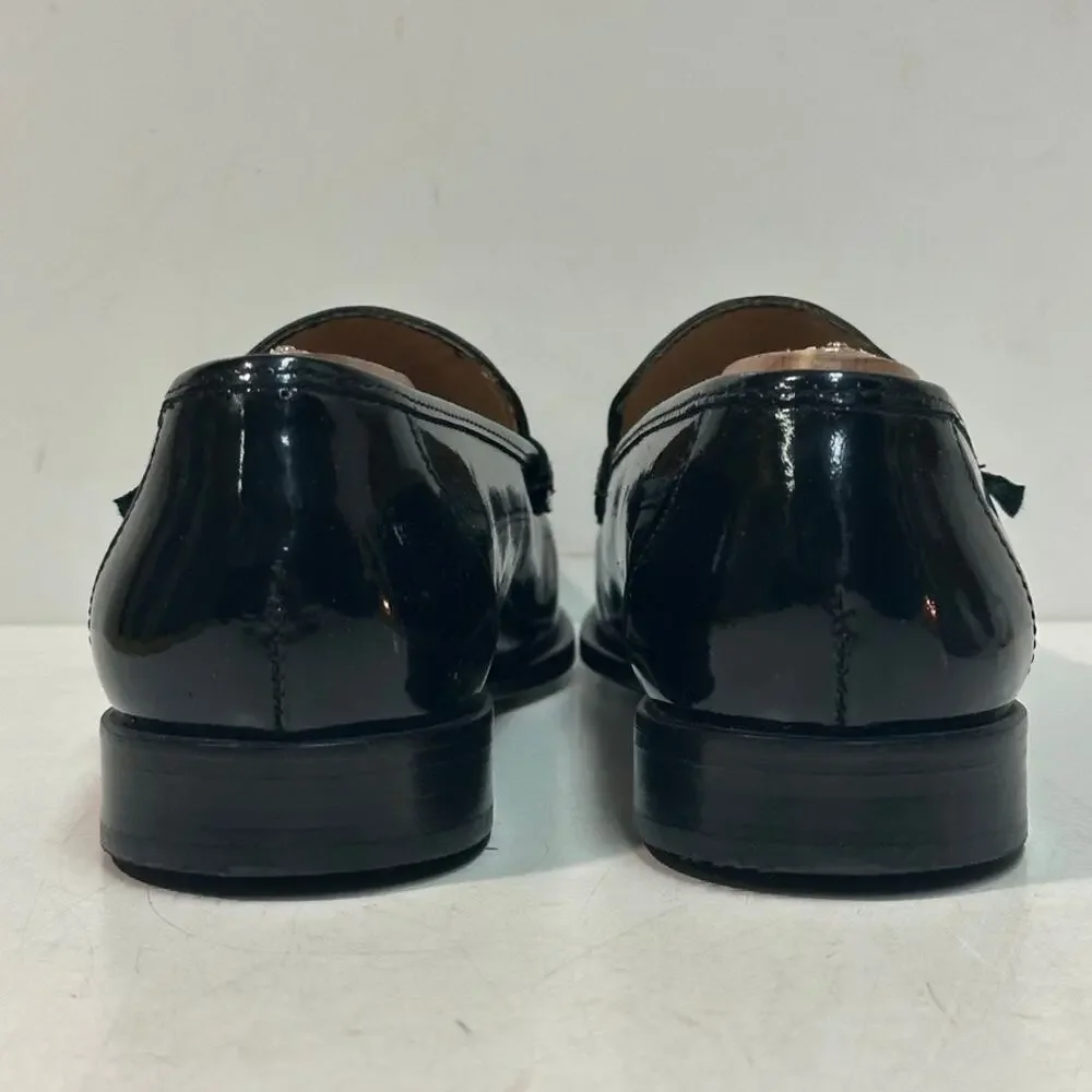 NWOT Paraboot Black Patent Leather Loafer Veritable Mocassin Cousu Main US 7 D